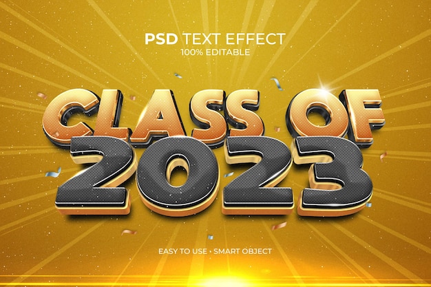 PSD class of 2023 골드 텍스트 효과