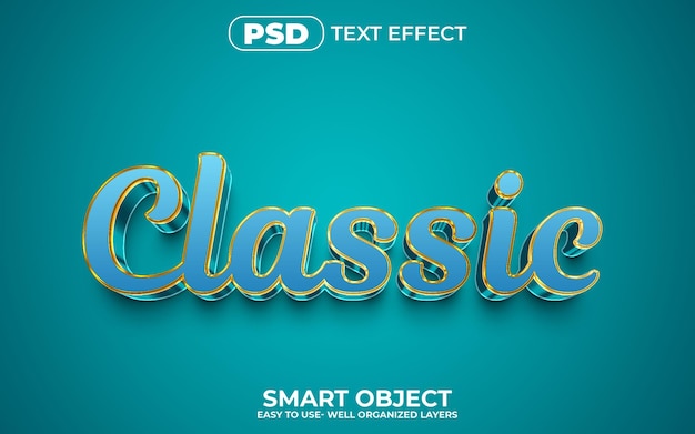 classic 3d editable text effect style