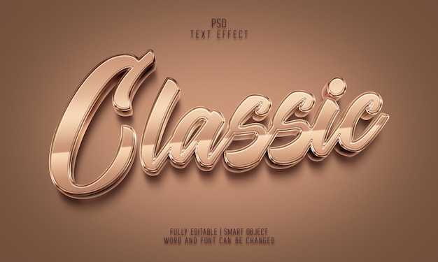 PSD classic 3d gold metallic psd text effect template