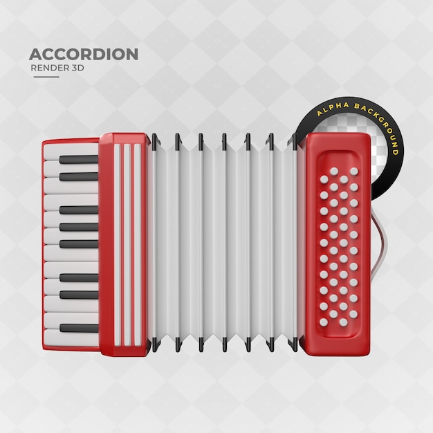 PSD classic accordion style wooden cartoon 3d render