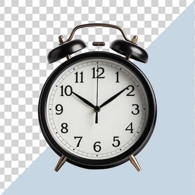 PSD classic alarm clock isolated on transparent background black alarm clock png