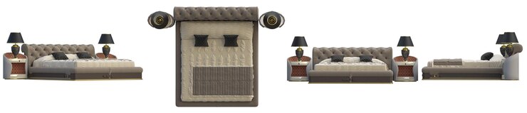 PSD classic bed interior decoration set in 3d rendering