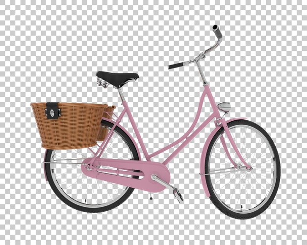 Classic bike with basket isolated on transparent background 3d rendering illustration
