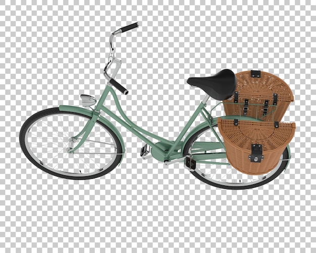 Classic bike with basket isolated on transparent background 3d rendering illustration