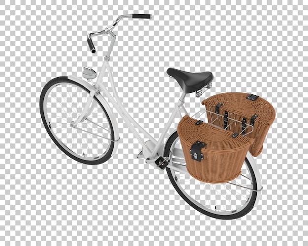 PSD classic bike with basket isolated on transparent background 3d rendering illustration