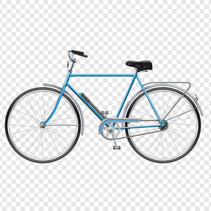 PSD classic blue bicycle on transparent background