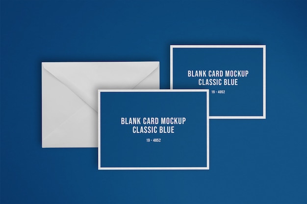 Classic blue blank card with envelope mockup