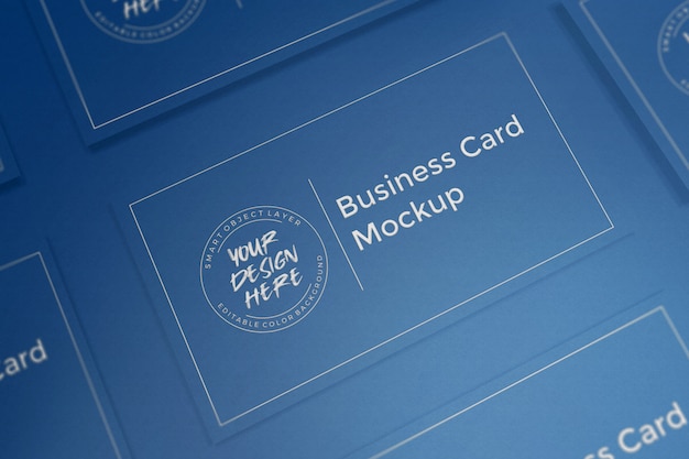 PSD classic blue business card mockup