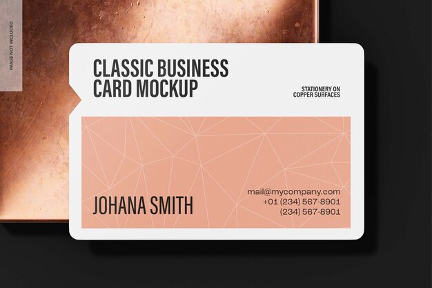 Classic business card mockup, top view