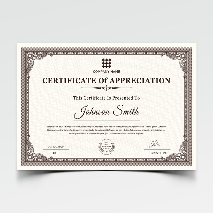 PSD classic certificate award template