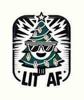 PSD classic christmas tree emoji with lit af slogan emoji christmas