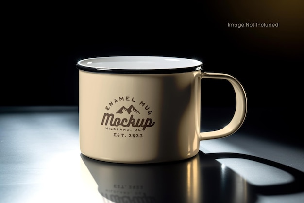 Mockup psd modificabile con tazza smaltata classica