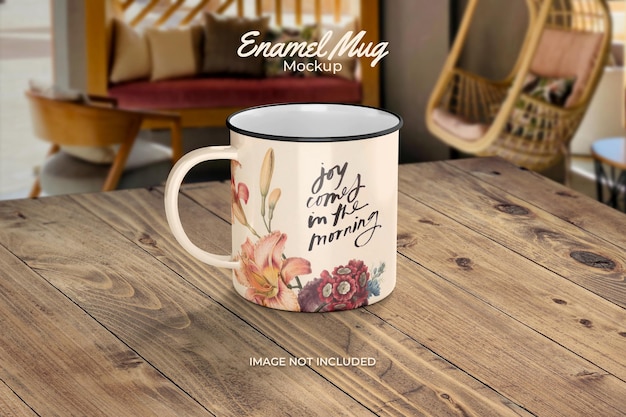 PSD classic enamel mug mockup