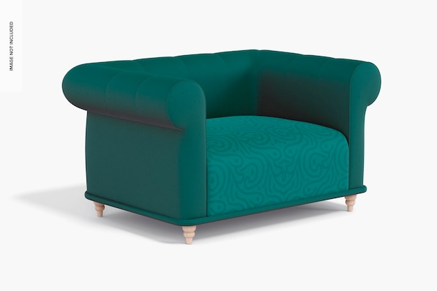 Classic fabric armchair mockup, left view