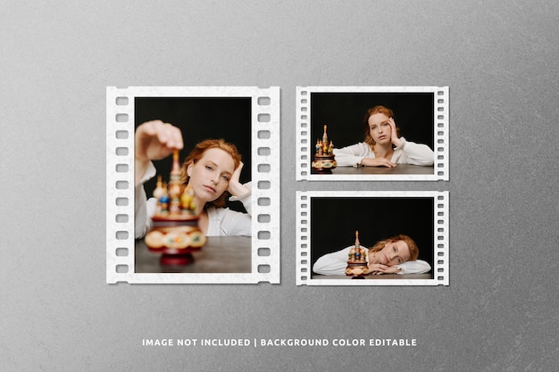 PSD mockup di cornice di carta classica per collage di film