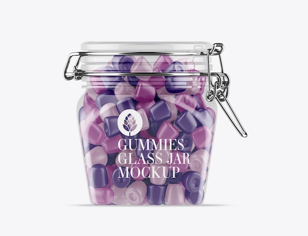 Classic glass jar with gummies mockup