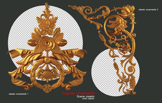 PSD motivi ornamentali classici in oro