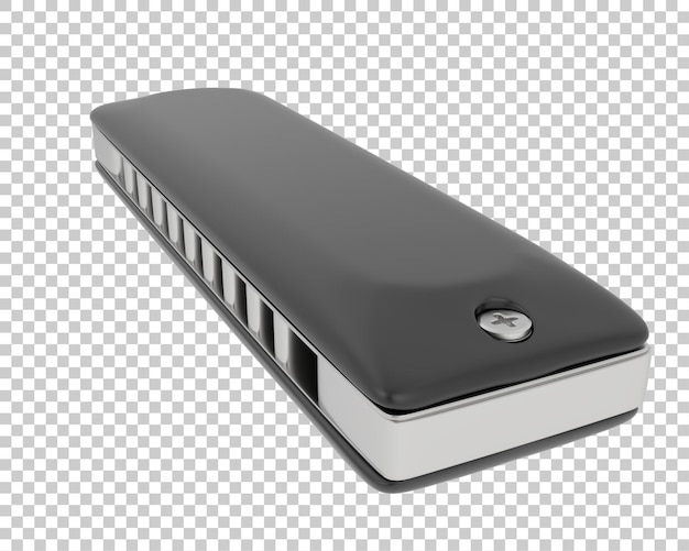 Classic harmonica on transparent background 3d rendering illustration