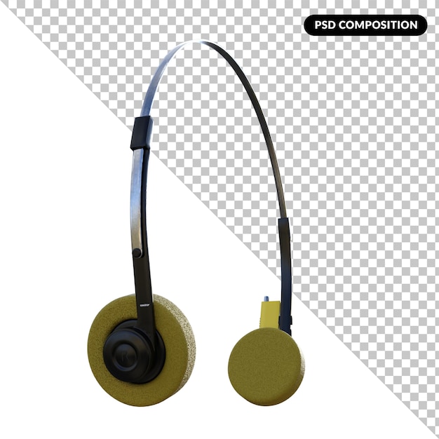 PSD classic headphones isolated 3d