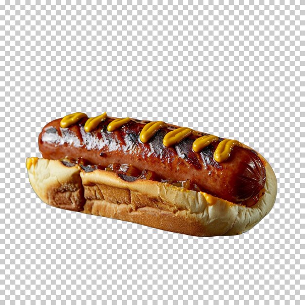 PSD classic hot dog with ketchup and mustard sauce zapiekanka tasty onion hotdog isolated background