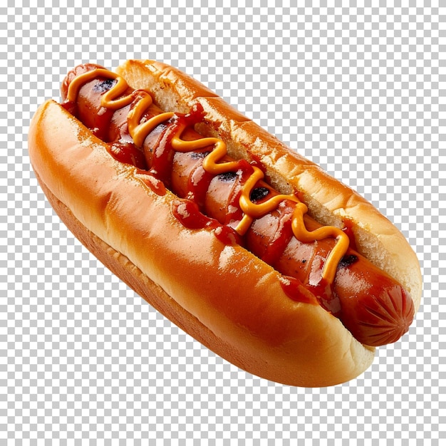 PSD classic hot dog with ketchup and mustard sauce zapiekanka tasty onion hotdog isolated background