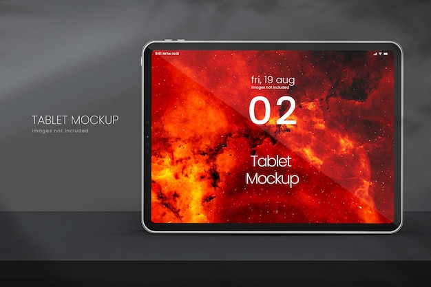 Mockup classico di ipad pro su sfondo grigio minimalista