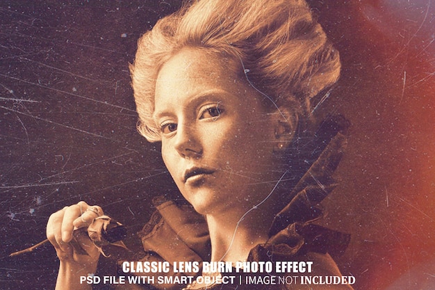 Classic lens burn photo effect psd