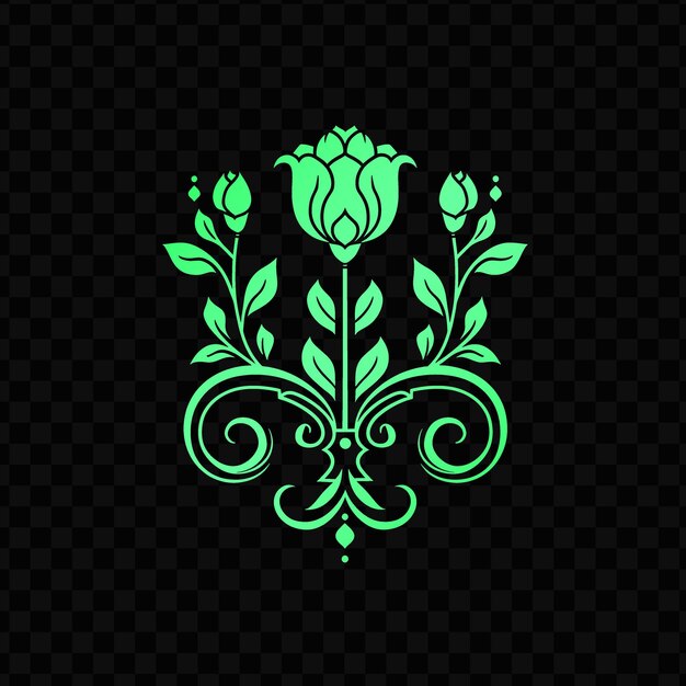 PSD classic lisianthus seal logo with decorative scrolls and ini creative psd vector design cnc tattoo