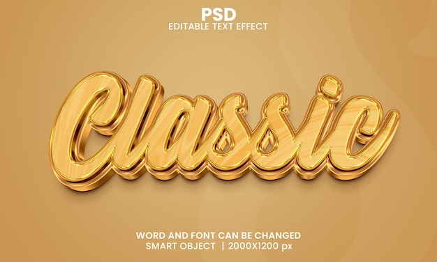 Classico effetto di testo modificabile 3d di lusso psd premium con sfondo