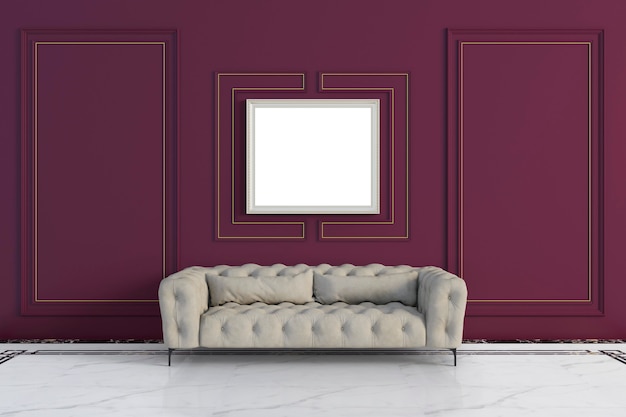 Classic mockup frame style living room