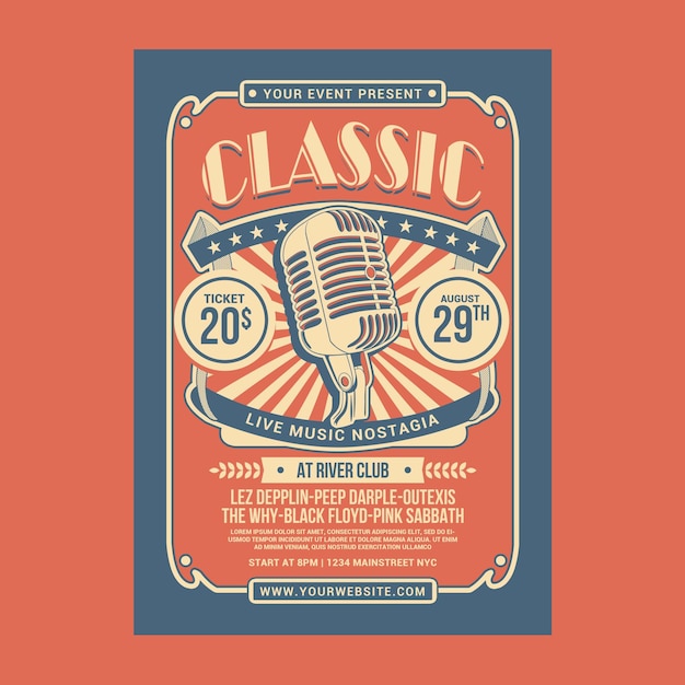 PSD classic music show flyer