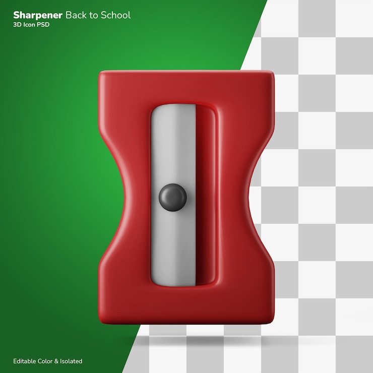 PSD classic pencil sharpener 3d rendering icon editable isolated