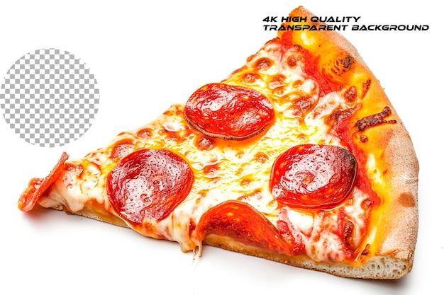 Classic pepperoni pizza slice on transparent background