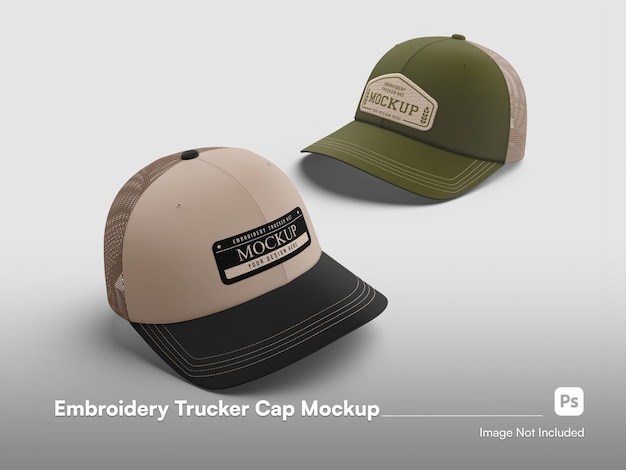 Classic side view trucker cap mockup isolato in alto livello