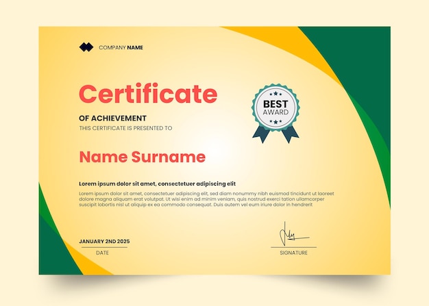 Classic and simple wave certificate design template