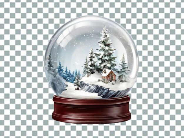 PSD classic snow globe with golden base and ribbon on transparent background