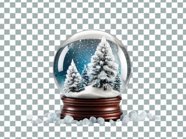 PSD classic snow globe with golden base and ribbon on transparent background