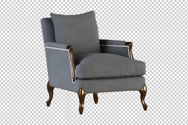 PSD classic sofa in 3d rendering isolated