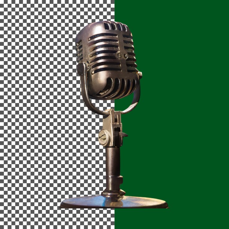 PSD classic studio microphone for broadcasting and professional recording on transparent background png