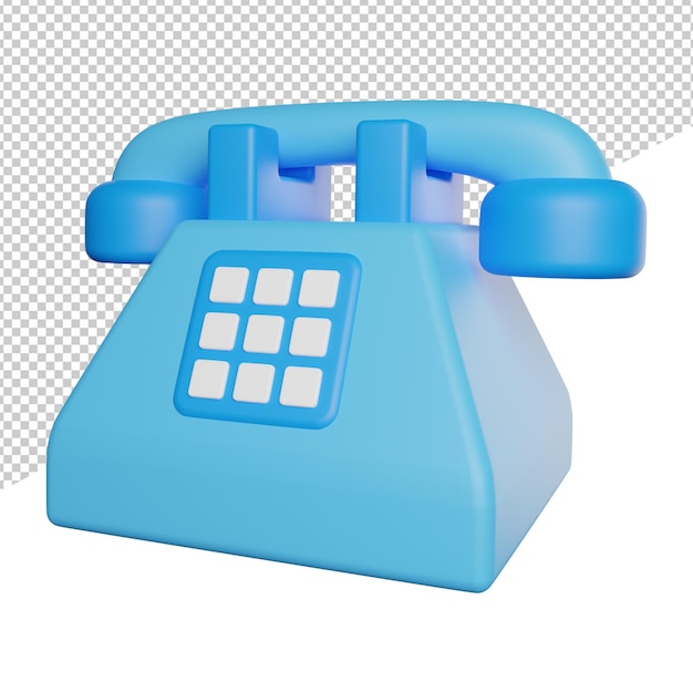 Classic telephone side view 3d icon rendering illustration on transparent background