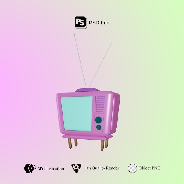 Classic Television 3d Render Illustration