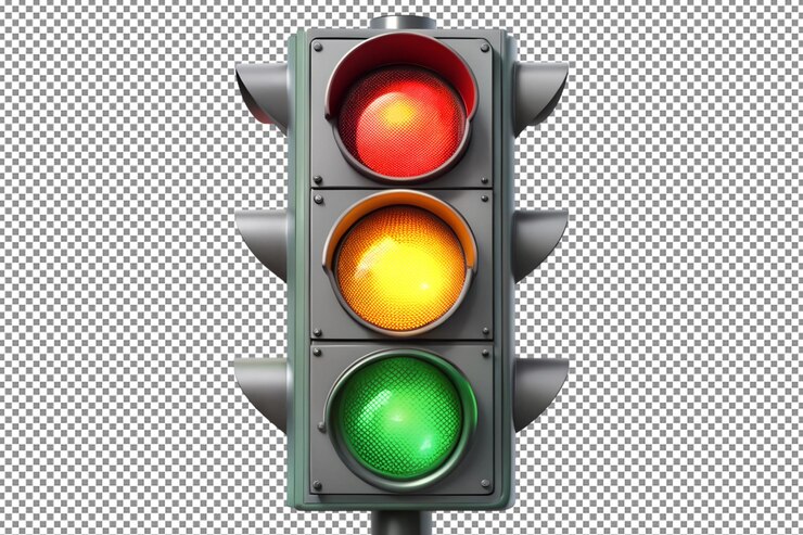 PSD classic traffic light with red yellow and green art