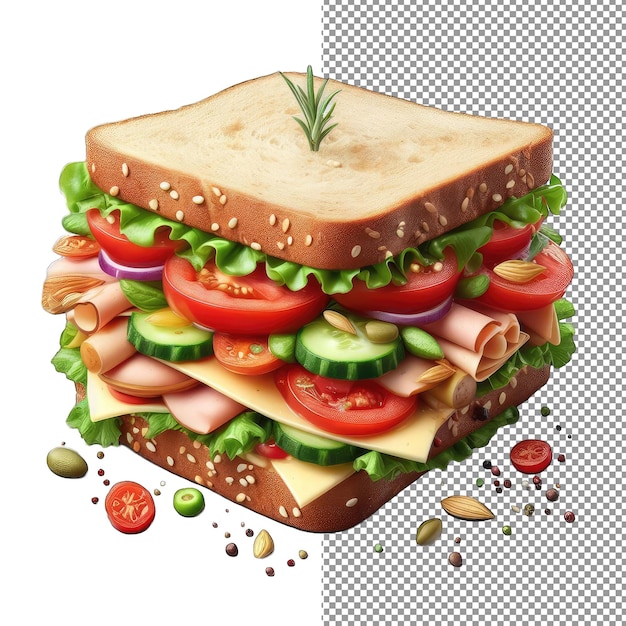 PSD classic turkey club sandwich png