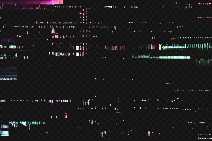 PSD classic vhs glitch overlay texture isolated on transparent background for visual effect