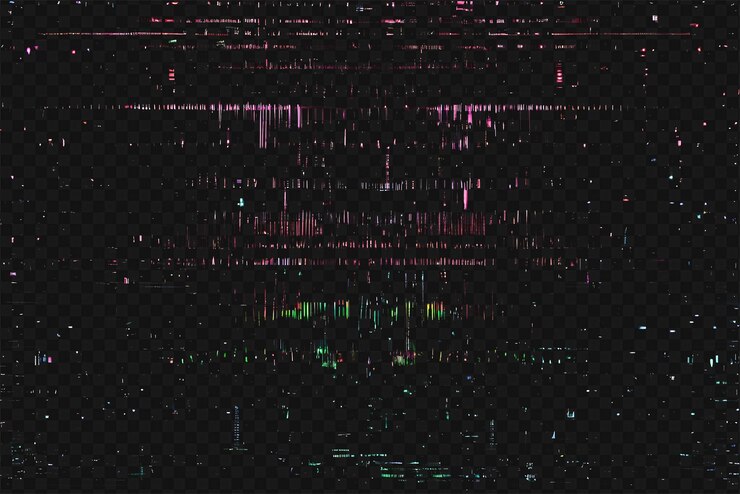 PSD classic vhs glitch overlay texture isolated on transparent background for visual effect