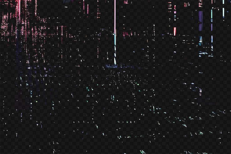PSD classic vhs glitch overlay texture isolated on transparent background for visual effect