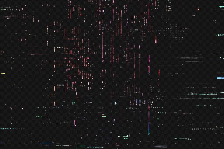 PSD classic vhs glitch overlay texture isolated on transparent background for visual effect