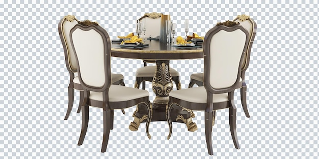 PSD classic vintage black and white dining table. furniture