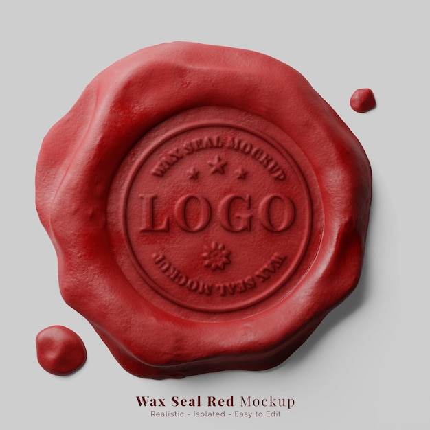 Classic vintage dripping red candle wax sealing stamp logo identity mockup