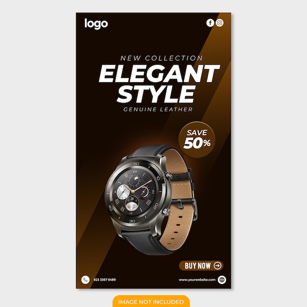 PSD classic watch instagram design story template
